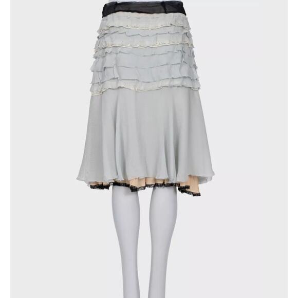 Prada Ruffled Light Blue Skirt with Crystal Brooch Sz.42/ M - Picture 3 of 4